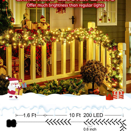Minetom Cluster Lights Christmas Battery Operated Outdoor, 2 Pack 10Ft 120 LED Battery Christmas Tree Lights Firecracker String lights Waterproof Twinkle Lights for Indoor Wreath Xmas Tree Decorations
