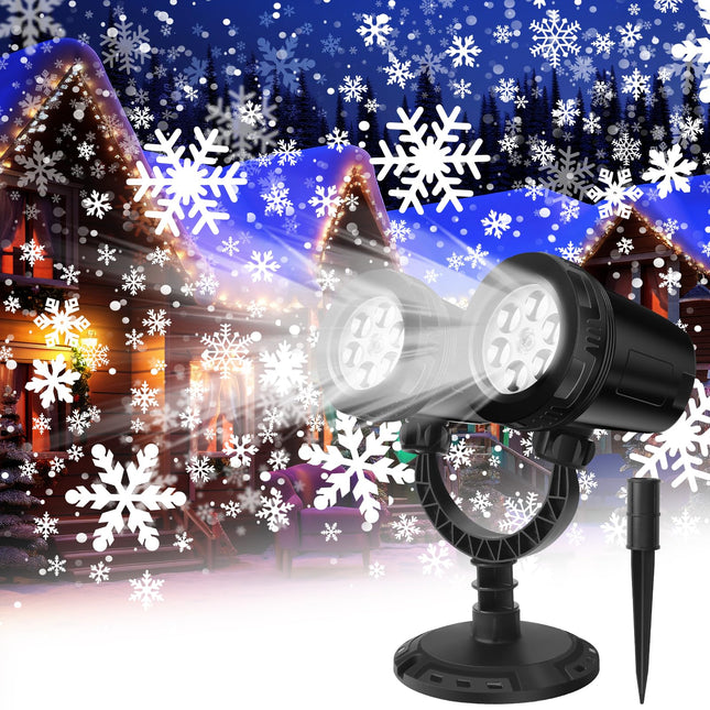 Christmas Projector Lights Outdoor, Clearer Snowflake Projector Lights IP65 Waterproof, LED Rotating Snowfall Decor Lamp for Xmas Holiday Wedding Indoor Party Year Garden Decorations