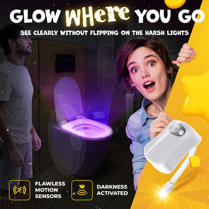 Toilet Bowl Night Light - Unique Cool Gadget with Motion Sensors & Multi Color LED - Mens Stocking Stuffer - Funny Gag Christmas for Dad, Boyfriend, Husband - White Elephant s for Men
