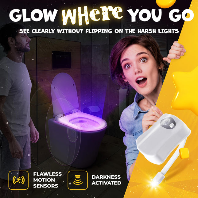 Toilet Bowl Night Light - Unique Cool Gadget with Motion Sensors & Multi Color LED - Mens Stocking Stuffer - Funny Gag Christmas for Dad, Boyfriend, Husband - White Elephant s for Men