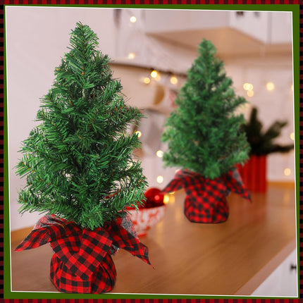 Ceenna 6 Pcs Artificial Christmas Tree Unlit Fake Christmas Tree Tabletop Decorative Xmas Fake Pine Tree Decor with Base for Table Decorations (15.75 Inch)