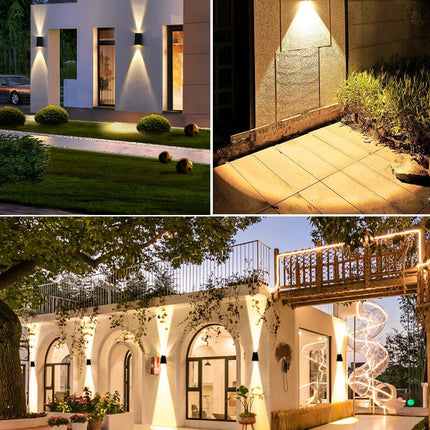 LITVERSE Solar Outdoor Wall Lights Up and Down 2 LED Outdoor Lamp Solar Wall LightsIP65 Waterproof Patio Wall Light Solar Exterior Lights for House Garage Garden (Warm White) Plastic