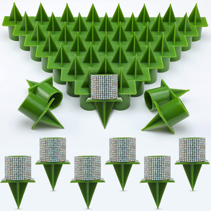 Eaasty 200 Pcs Christmas Green Taper Candle Holder Plastic Candle Holders Floral Candle Holder Candleholder for Weddings Celebrations Advent Wreaths Party Flower Arrangements Bridal Shower Banquets