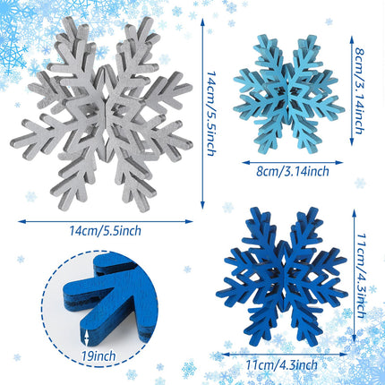 Bucherry 12 Pcs Christmas Wooden Snowflake Table Decor Winter Snowflake Signs 3D Snowflake Tabletop Decorations Snowflake Centerpiece for Home Xmas Party Supplies(Silver)