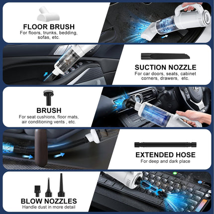 Codn Handheld Car Vacuum Cleaner, 2 In 1 Cordless Vacuum Cleaner & Air Duster, 15000Pa High Power Suction Portable Rechargeable Vacuum With Multinozzles For Car, Home, Office, Pet