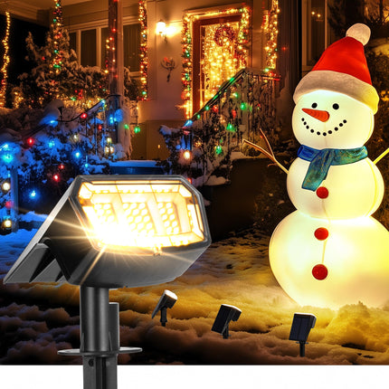 Solar spotlights Outdoor 63 LED 3 Lighting Modes, IP65 Waterproof Lighten Yard Garden House Garage Pathway for Christmas Decorations-4 Pack