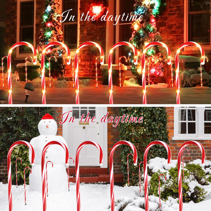 Treela 12 Pcs 36 Inch Giant Christmas Candy Cane Pathway Markers Lights, LED Outdoor Decorations, Extra Large Yard Pathway Stake Lights for Lawn Garden Driveway Walkway Xmas Decor