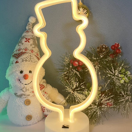 Neon Light Sign,Snowman LED Neon Signs, Battery/USB Powered Light Up Acrylic Neon Sign Night Light for Christmas,Room Decor
