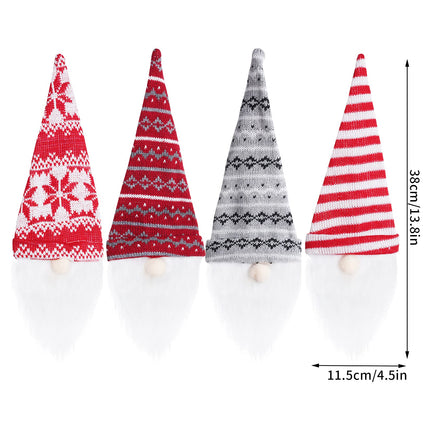 4 Pack Christmas Gnome Wine Bottle Covers Handmade Tomte Swedish Gnomes Wine Bottle Toppers Decorative for Holiday Xmas Year Dining Table Decor Party