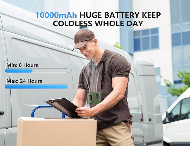 10000Mah Portable Waist Fan Stepless Speed Rechargeable Neck Fan With Max 24H Working Time 12000Rpm Strong Airflow, Wearable Fan