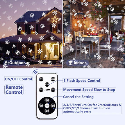 Christmas Projector Lights Outdoor, Holiday Snow Projector with Remote Control, Decorative Snowflake Lighting for Christmas Year Birthday Party