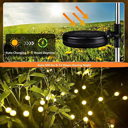 Solar Garden Lights Outdoor, 6 Pack Solar Christmas Lights, Solar Firefly Lights Outdoor Waterproof with 2 Lighting Modes and Flexible Wires for Backyard Garden Patio Christmas Decoration(Warm White)