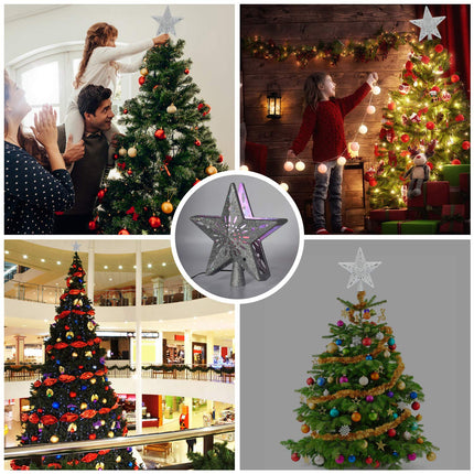 Star Christmas Tree Topper Lighted with Built-in Rotating Magic Ball, Christmas Decoration, LED Treetop Projector for Crown Christmas Tree, Xmas/Holiday/Winter Home Wonderland Party Ornament