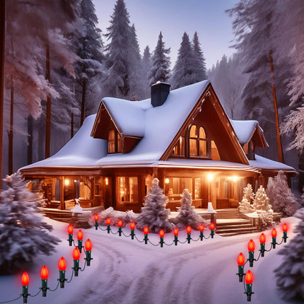 25 Pack C9 LED Red Christmas Lights Bulbs, Opaque Red Shatterproof LED Bulbs Replacement for Christmas Outdoor Patio String Lights, 0.6W Equivalent to 7W, Red Night Light Bulbs, E17 Intermediate Base