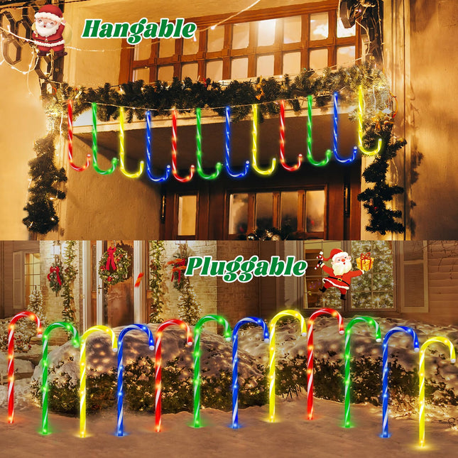 HELESIN 12 Pack Christmas Candy Cane Lights with Remote Control, 25.6" d Christmas Pathway Markers Lights Waterproof Outdoor Decorations with 8 Lighting Modes for Patio Garden Yard Xmas Decor