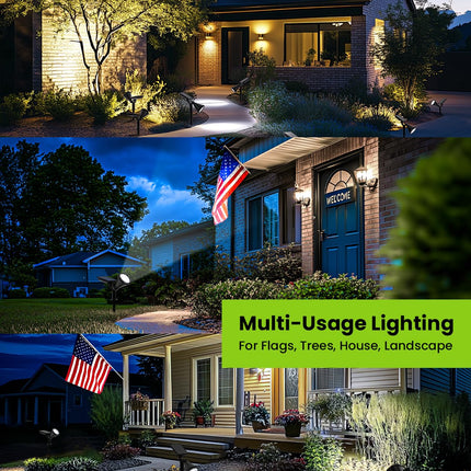 Solar Spot Lights Outdoor Waterproof, Flag Pole Light Solar Powered Halloween Lights, Landscape Spotlights for Tree, House, Yard, Garden, Christmas Decorations-2 Pack