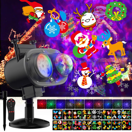 Christmas Halloween Projector Lights Outdoor,Holiday Lights Projector with Remote Control Timer,26 HD Effects (3D Ocean Wave & Patterns) Waterproof Landscape Lights for Halloween Party Decorations