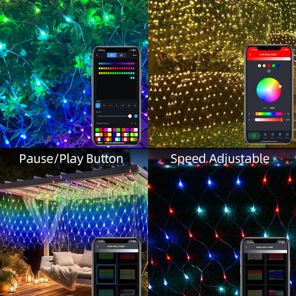Smart Net Lights for Bushes 150LED 6ft x 4ft, DIY Lightshow RGB Halloween Mesh Lights, Connectable Waterproof with Timer Bluetooth Christmas Net Lights for Bushes Outdoor Yard Shrub Tree Decoration