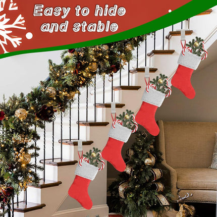 Christmas Stocking Holder Metal Fireplace Stocking Hangers Mantel Christmas Stocking Hanging Hooks Ornament Hooks Heavy Duty Weighted Stand Holder Bases for Xmas Party Decor (4, Silver)