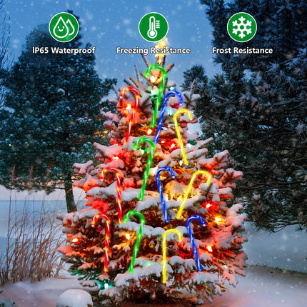 HELESIN 12 Pack Christmas Candy Cane Lights with Remote Control, 25.6" d Christmas Pathway Markers Lights Waterproof Outdoor Decorations with 8 Lighting Modes for Patio Garden Yard Xmas Decor