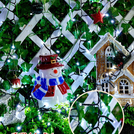 Brightown Solar Christmas Lights Outdoor, 9.8Ft 120 LED Solar String Lights for Outside with 8 Modes, Solar Cluster Lights Twinkle Light Waterproof for Yard Fence Xmas Tree Decorations, Cool White