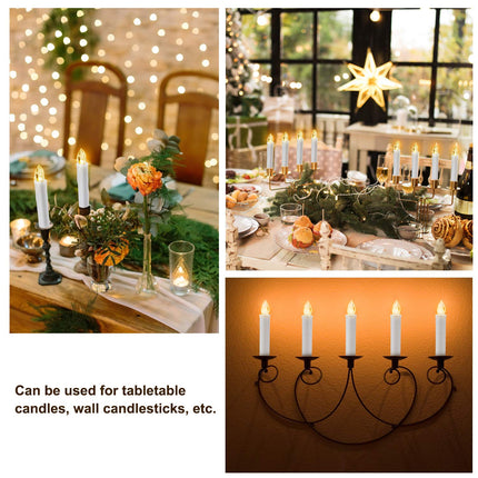 30 pcs Christmas Tree Candles with Clips, 4''Taper Candle Stick with Remote Timer and dimmable, Waterproof White Flameless Mini Window Candle Battery Operated for Trees Wreath