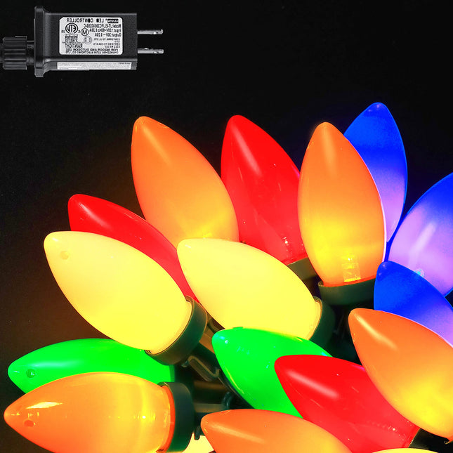 C9 Bulb Christmas String Lights - 50 LED 39Ft Vintage Multicolor String Lights with Timing Function, Extendable, 8 Modes Lighting for Outside Eave Roofline Garland Christmas Tree Decorations