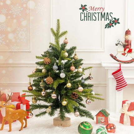 100 Pcs Mini Christmas Ball Ornaments Set, 1.18'' Rose Gold Silver and Champagne Small Shatterproof Xmas Tree Ornament Hanging Ball Bulk Decorations for Holiday Party, Wreath, Garland, Winter Décor