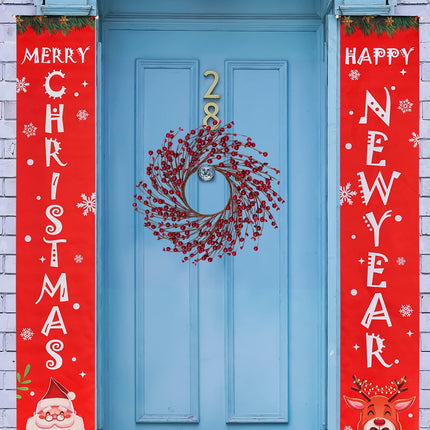 12 Inches Berry Wreath Pip Berries Wreath Winter Artificial Twig Wreath for Festival Celebration Home Farmhouse Front Door Wall Window Home Office Decor Housewarming (Red)