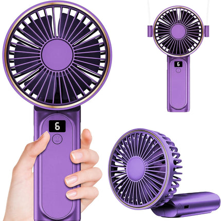 Handheld Fan, Portable Fan, 4000Mah Usb Rechargeable Personal Fan, 180° Foldable Mini Desk Fan, 6 Wind Speed, Lcd Digital Display