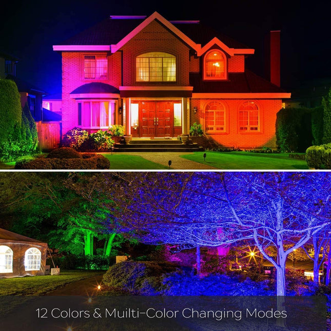 RGB Led Flood Light 50W Outdoor Color Changing DIY Customized Strobe Mode Stage Landscape LightingFloodlights 12 Colors & 4 Modes Remote Control Included Timing IP66 Waterproof (2 Pack)