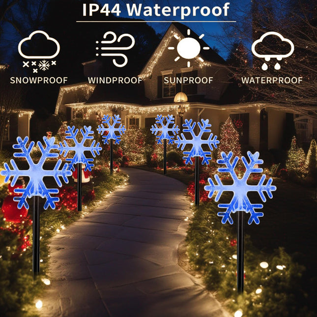 Christmas Snowflake Pathway Lights, 6 Pack Outside Walkway Markers Lights 7.5 Feet Christmas Outdoor Decorations Garden Stake Backyard Decor (Blue)