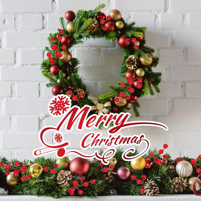 100 Pieces Artificial Pine Needles Branches and Artificial Red Berry Stems Fake Greenery Pine Picks Christmas Red Berry Picks Holly Berries Branches Christmas Fake Tree Branches for DIY Garland Wreath