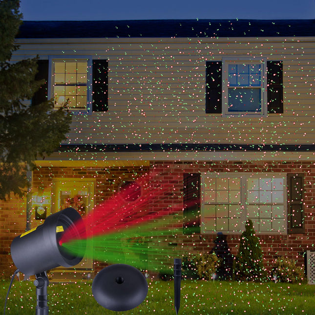 Fisca Christmas Laser Lights Outdoor Projector, Waterproof Red and Green Star Lights Projector Decoration for Christmas Indoor Holiday Birthday Party