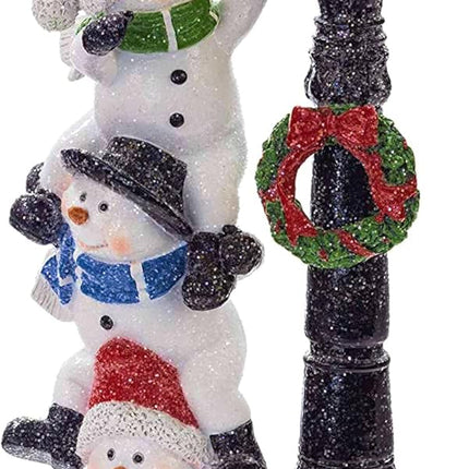 VP Home Christmas Snowman Decor Christmas Figurines Resin Snowman Lighted Decorations Indoor Glowing Lamppost Trio Wreath LED Holiday Light Up Snowman Indoor Festive Fiber Optic Decorations