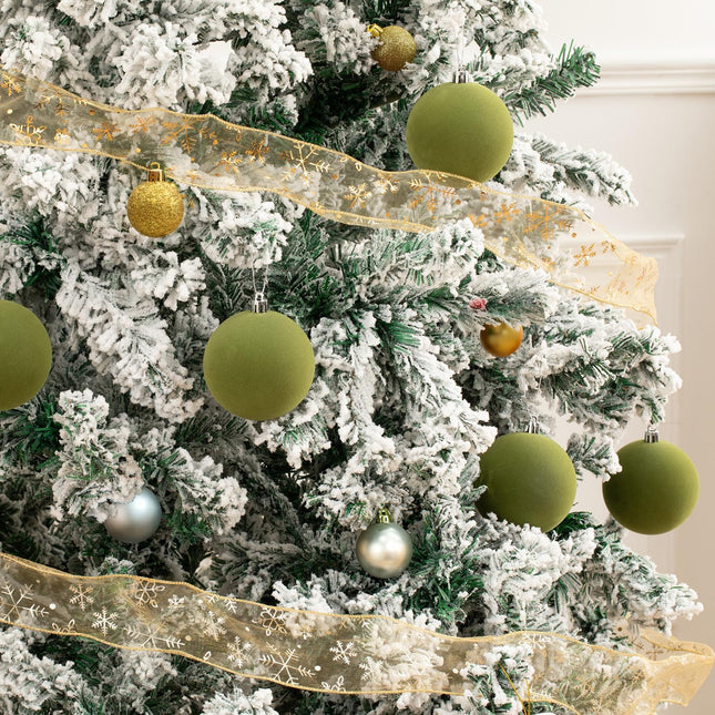 3.15" Green Velvet Christmas Ball Ornaments Set, 16 pcs Flocked Green Xmas Tree Decoration, Large Shatterproof Decorative Hanging Balls for Party Holiday Wreath Garland Home Décor