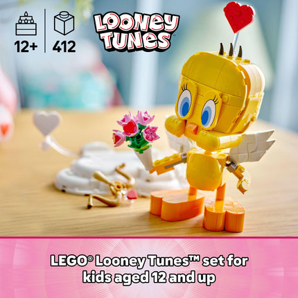 LEGO Looney Tunes Sweetheart Tweety Bird Building Toy for Adults & Kids - Tweety Figure W/Display Pedestal & Accessories for Girls & Boys Ages 12+ - Gift & Craft for Valentine's Day - 40824