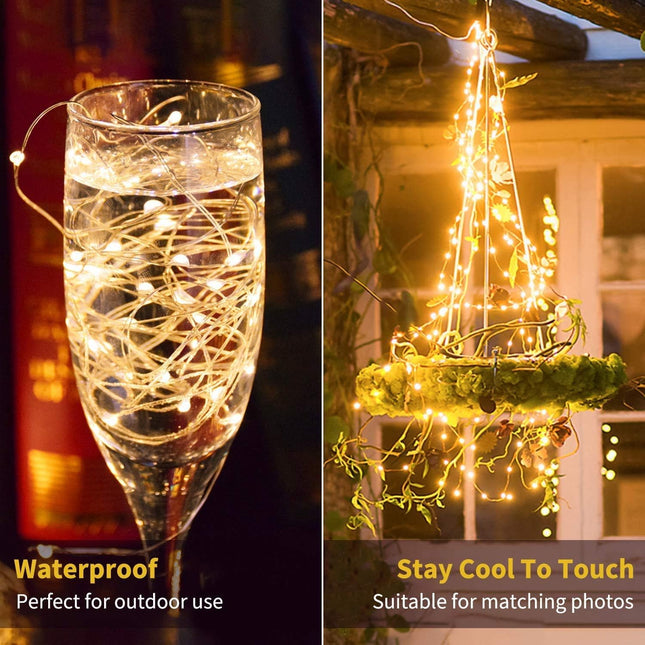 USB Fairy String Lights with Switch and Power Adapter, 66 Feet 200 Led Firefly Lights for Bedroom Wall Ceiling Christmas Tree Wreath Craft Wedding Party Decoration, Warm White