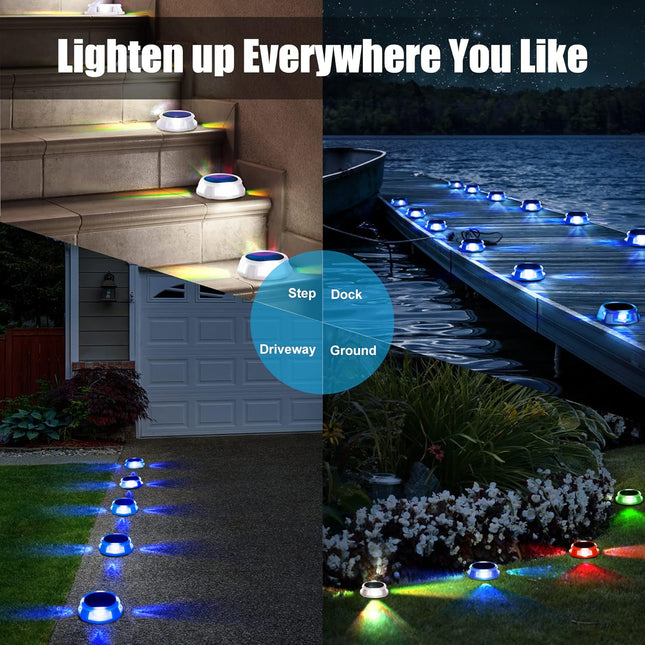 Solpex Solar Deck Lights Outdoor 8 Pack, Solar Halloween Lights, Solar Dock Lights Waterproof Led Lights For Steps, Garden, Groun