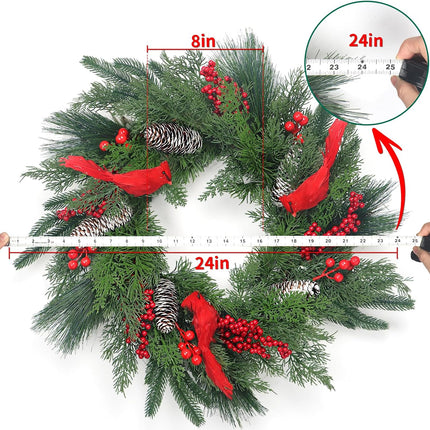 Christmas Wreath, 24" Cardinals Christmas Wreaths for Front Door, Christmas Door Decorations Cardinals s, Year Christams s