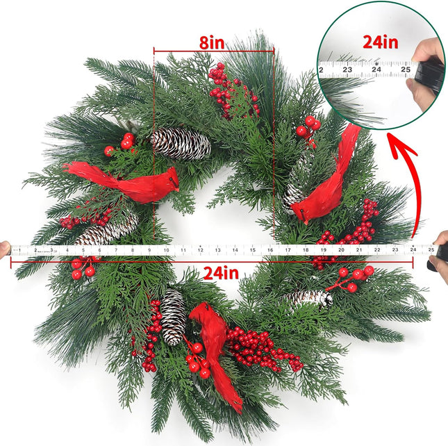 Christmas Wreath, 24" Cardinals Christmas Wreaths for Front Door, Christmas Door Decorations Cardinals s, Year Christams s