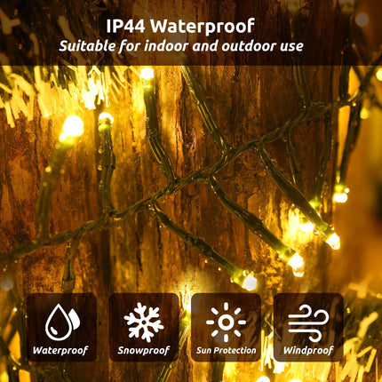 Cluster Lights Christmas, 400 Led Christmas Lights 49FT Fairy Lights Green Wire 8 Modes Cluster Lights Timer Remote Plug in Twinkle Fairy Lights for Bedroom Xmas Tree Garland Window Party