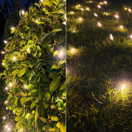 Christmas Net Lights Outdoor 120 LED 6ftx5ft Christmas Decorations Lights ,8 Modes Connectable Waterproof Net Mesh Lights for Xmas Trees, Bushes, Wedding, Garden, Outdoor, Indoor Decor (Warm White)