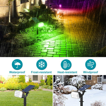 Solar Spot Lights Outdoor Waterproof IP65,[49 LEDs/8 Pack] RGB Christmas 7 Modes Color Changing Solar Spotlights, Adjustable Landscape Flood Powered Lights for Yard Garden Pathway(Multicolor)