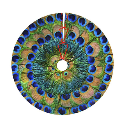 Peacock Feathers Christmas Tree Skirt 36 in for Christmas Decorations Skirt Rustic Xmas Holiday Year Party Tree Mat Decor Indoor Outdoor Christmas Tree Mats