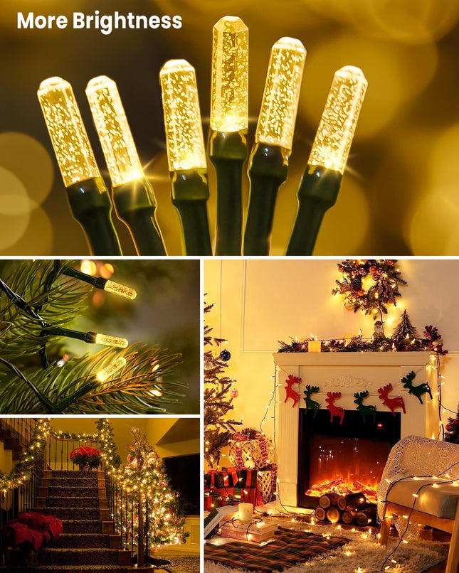 d Christmas Tree Lights, 158 FT 480 LED String Lights Green Wire with 8 Modes, Timer and Memory, Plug in Outdoor Waterproof Twinkle Lights for Indoor Yard Xmas Holiday, Warm White