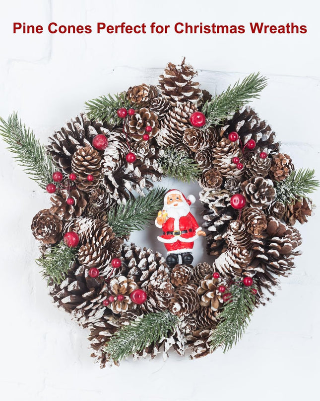 30PCS Christmas Pine Cones Decorations, Natural Snow Pinecones Bulk - 10pcs Large Pine Cones and 20pcs Mini Pine Cones for Xmas, Holiday, Winter Crafts, Table, Wreath,Bowl Decor,,Thansgiving,Party