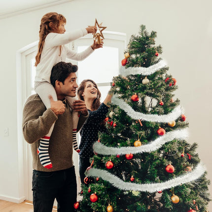 50 Feet Christmas Tinsel Garland Christmas Garland Tree Decorations Tinsel Garland for Outdoor or Indoor Use Christmas Holiday Decor (White)