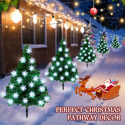 Retisee 6 Pack Solar Christmas Tree Garden Stake Lights Christmas Decorations Outdoor LED Snowflake Lights 8 Modes Prelit Xmas Tree Solar Landscape Lights for Garden, Yard, Lawn