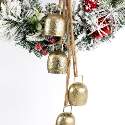 Christmas Bells Decor, Resonant Gold Bells, Christmas Hanging Bell for Bells Christmas Decor, Rustic Iron Decorative Bells, SEMPOMA